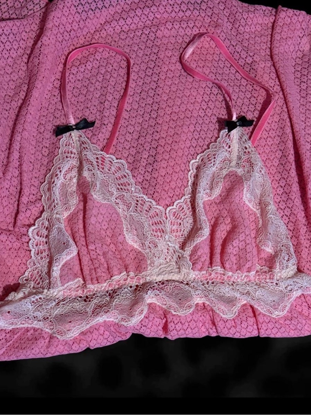 Lace Babydoll with white Trim - Pink